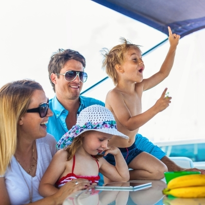 Family aboard a charter